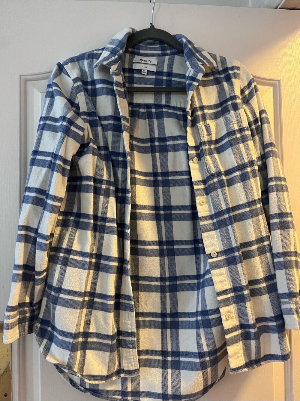 Madewell Blue and White Plaid Button-Down Shirt